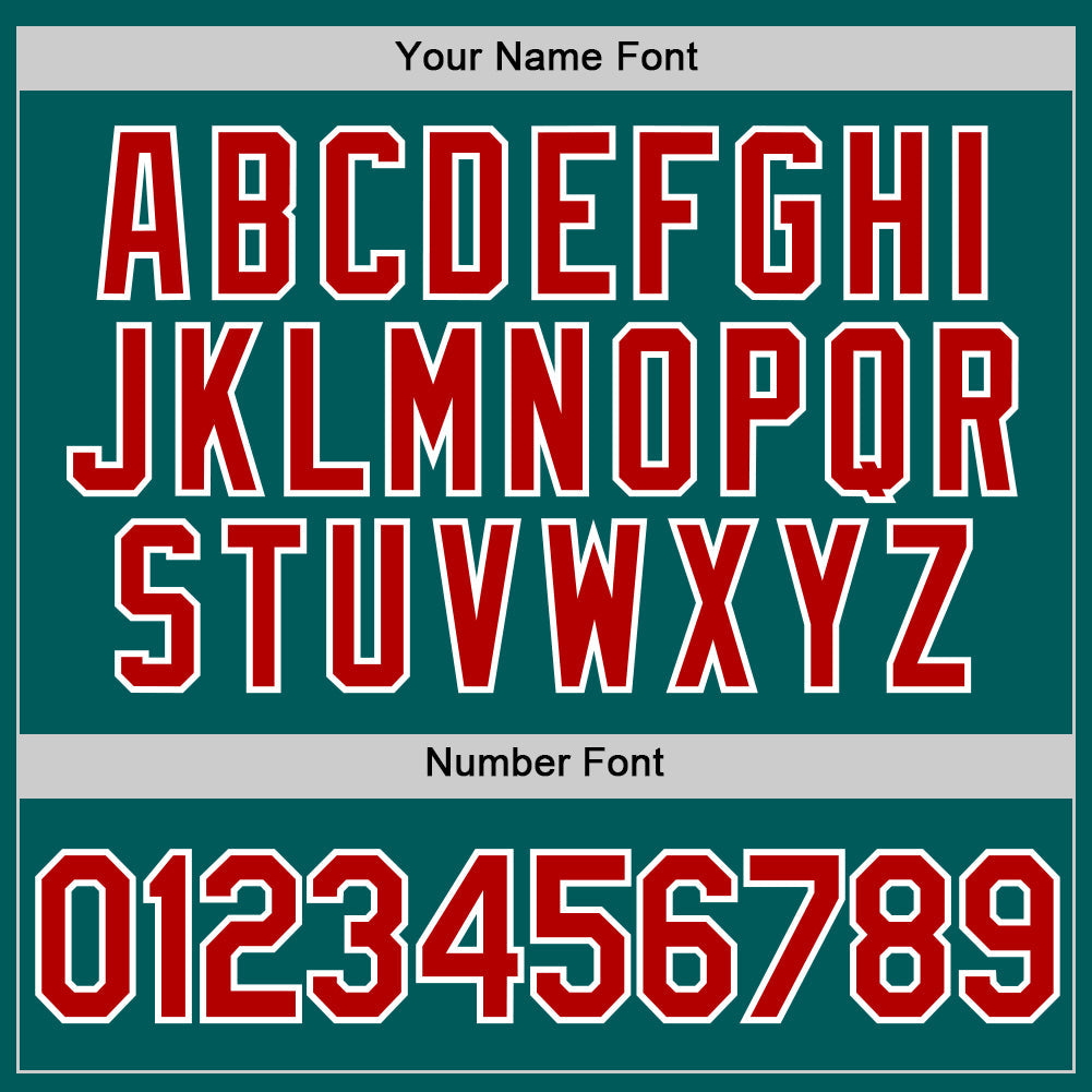 Custom Teal Red-White Performance T-Shirt view 4