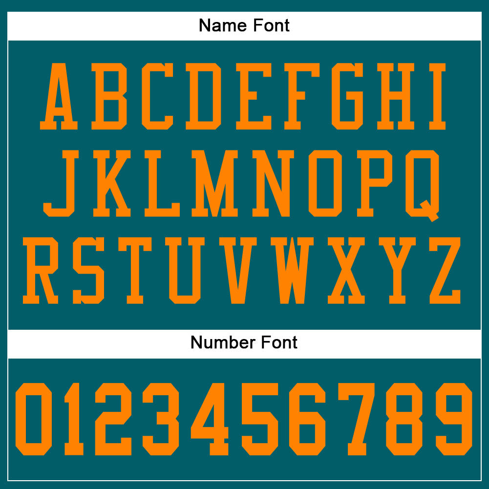 Custom Teal Bay Orange Mesh Authentic Football Jersey view 4