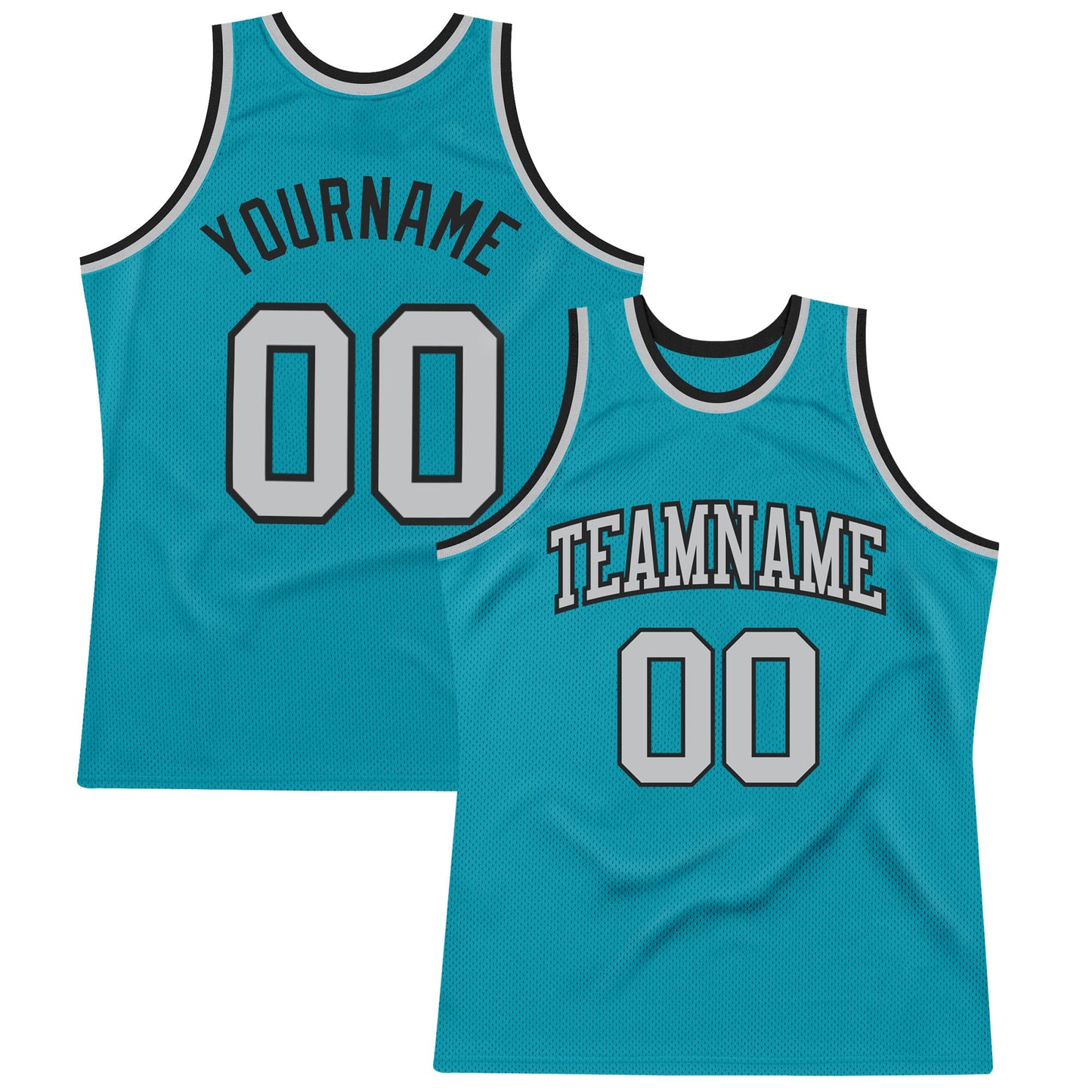 Custom Teal Gray-Black Authentic Throwback Basketball Jersey - Main View