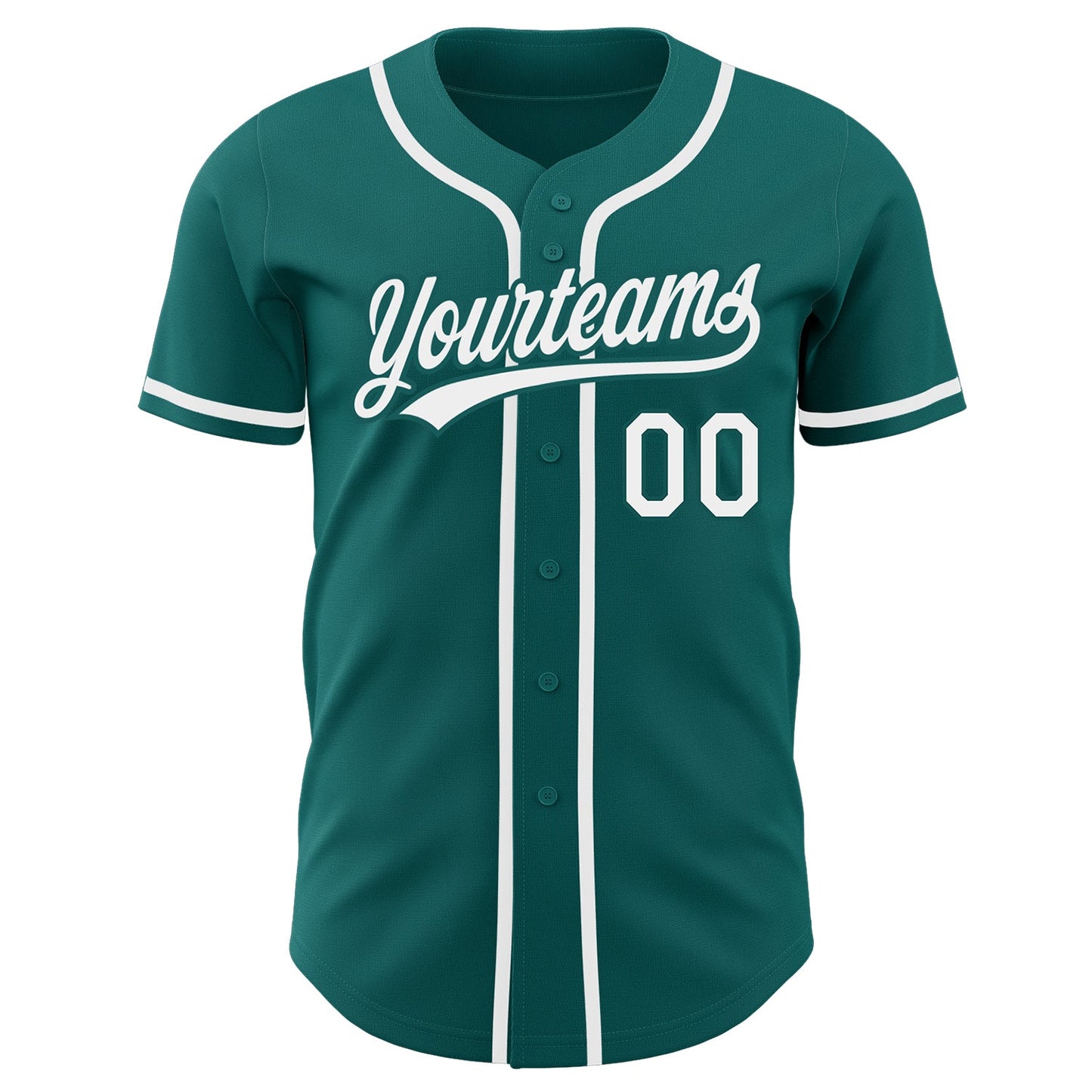 Custom Teal White Authentic Baseball Jersey view 2