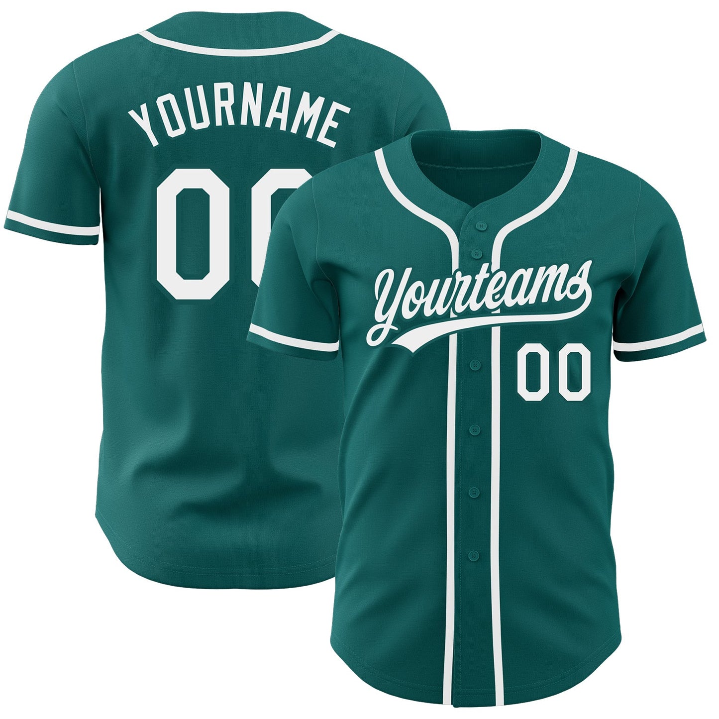 Custom Teal White Authentic Baseball Jersey - Main View