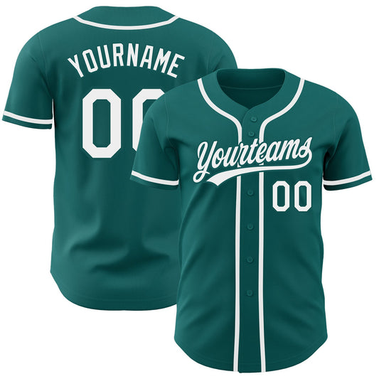 Custom Teal White Authentic Baseball Jersey - Main View