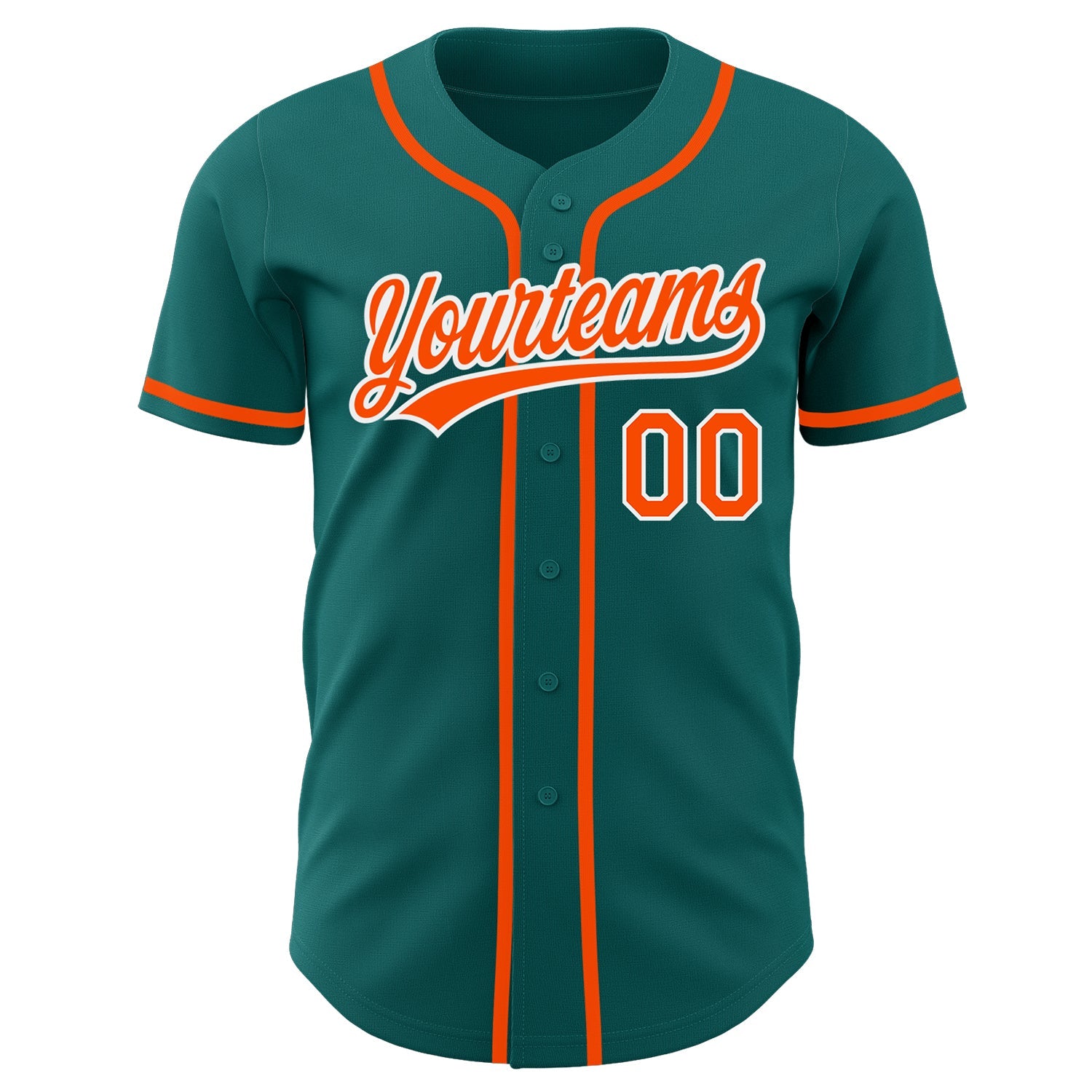 Custom Teal Orange-White Authentic Baseball Jersey view 2
