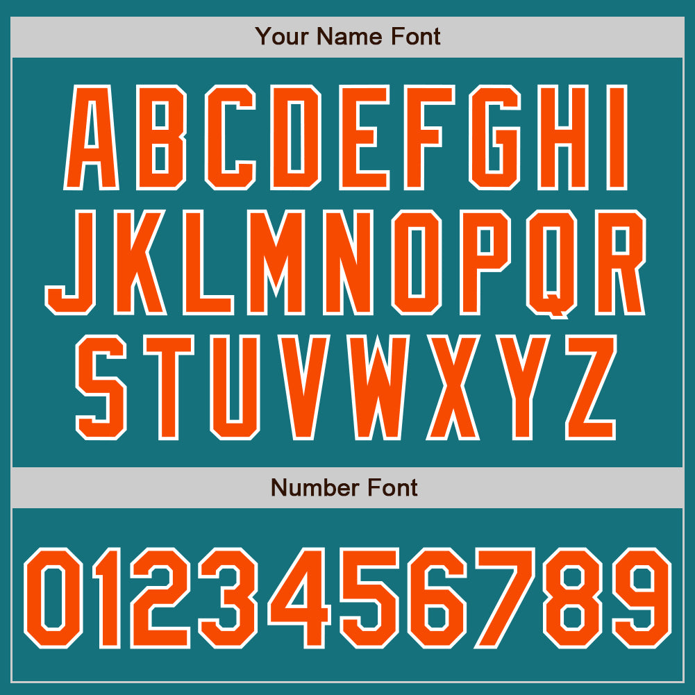 Custom Teal Orange-White Authentic Baseball Jersey view 5