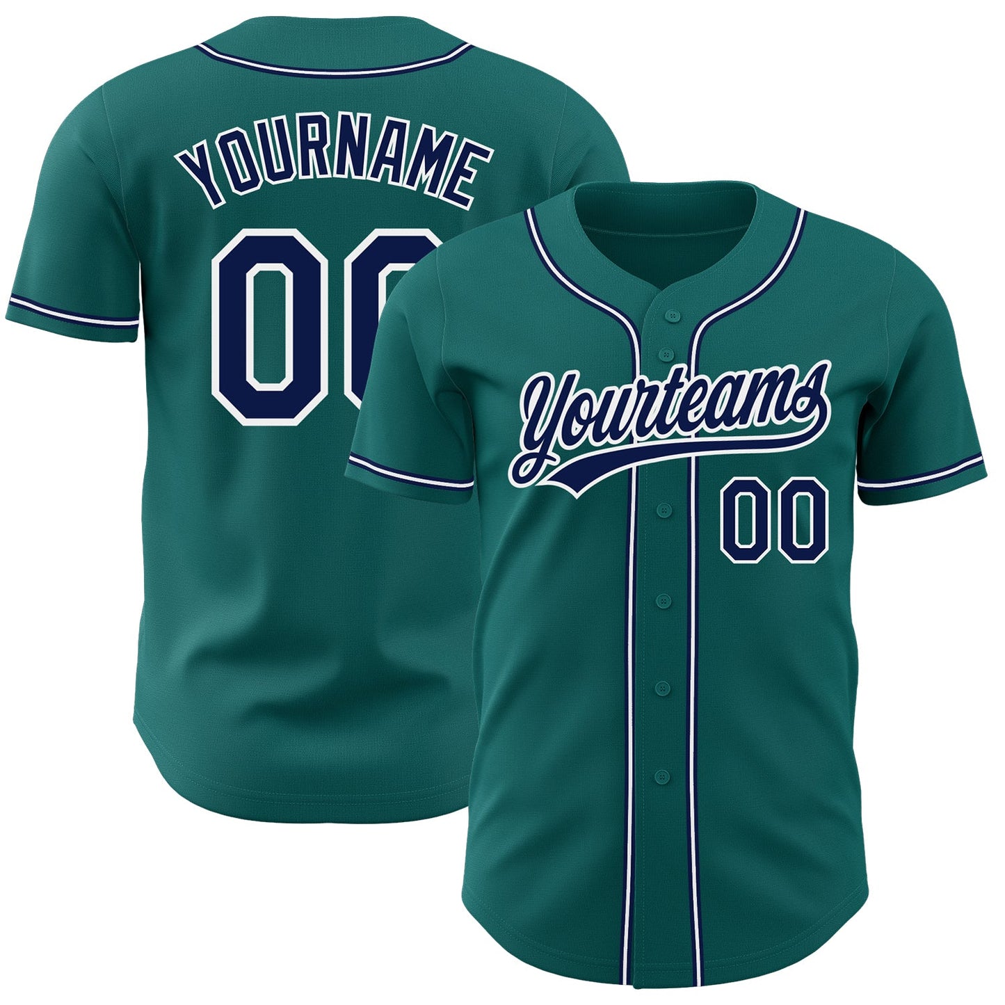 Custom Teal Navy-White Authentic Baseball Jersey - Main View