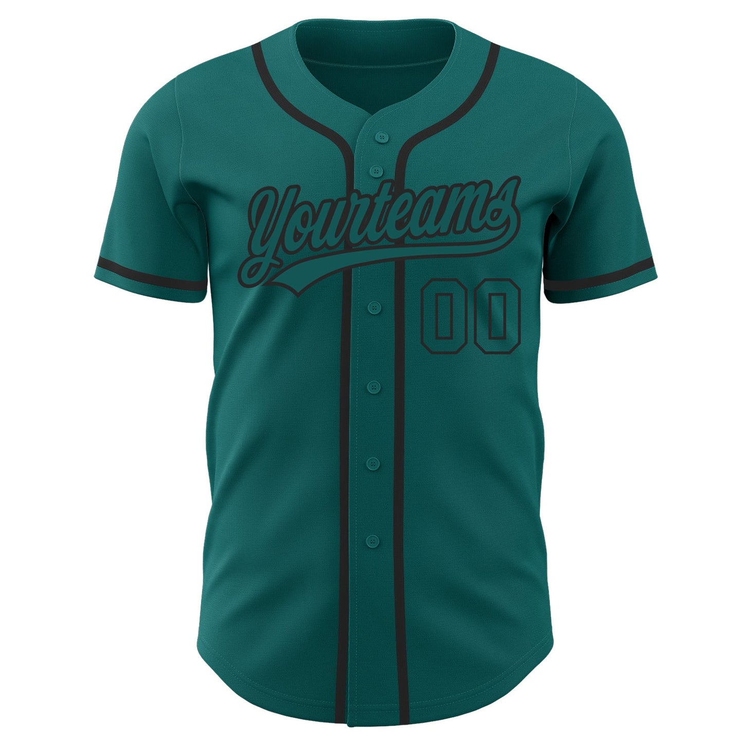 Custom Teal Teal-Black Authentic Baseball Jersey view 2
