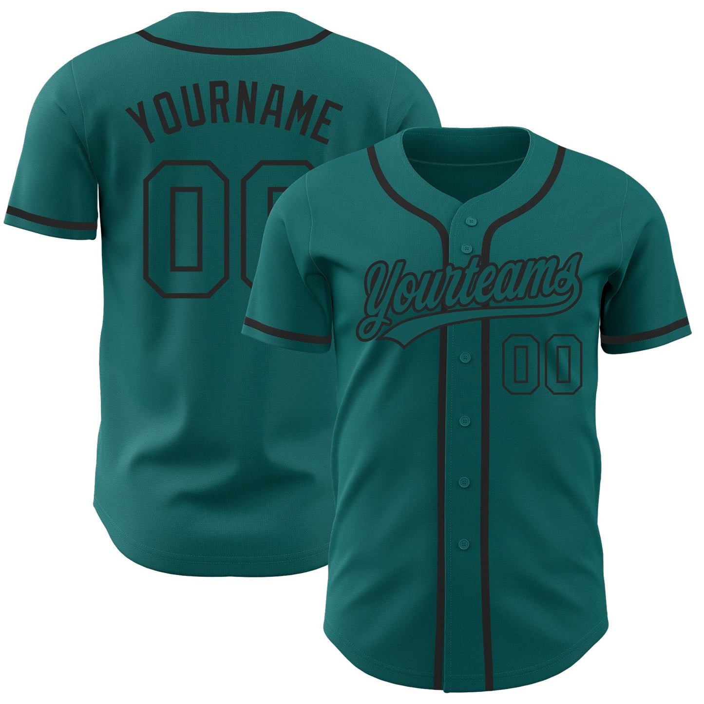 Custom Teal Teal-Black Authentic Baseball Jersey - Main View