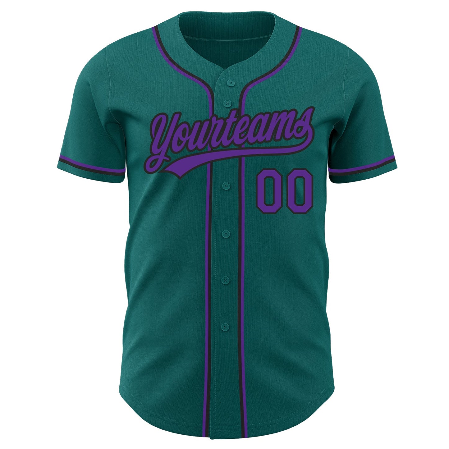 Custom Teal Purple-Black Authentic Baseball Jersey view 2
