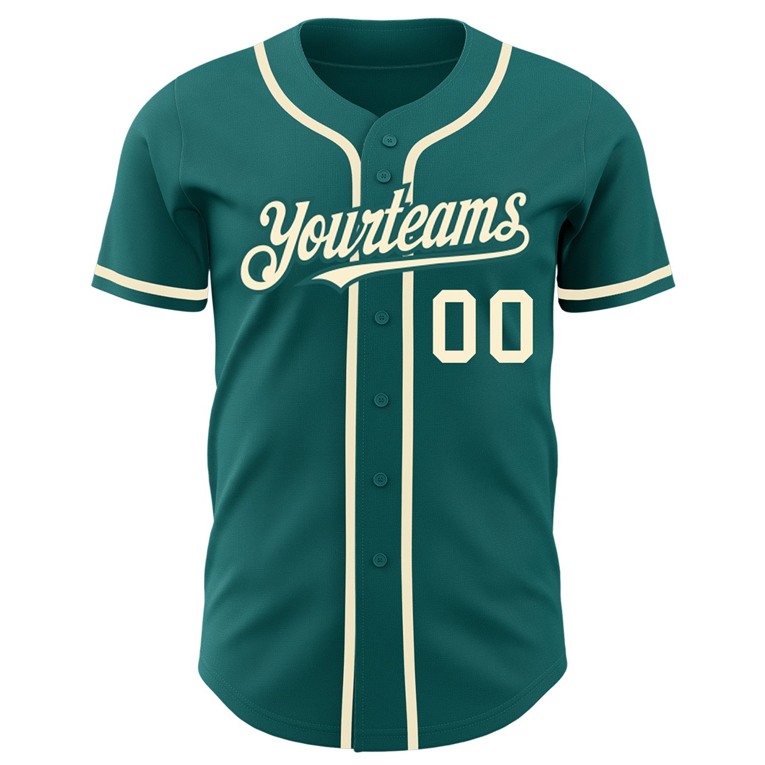 Custom Teal Cream Authentic Baseball Jersey view 2