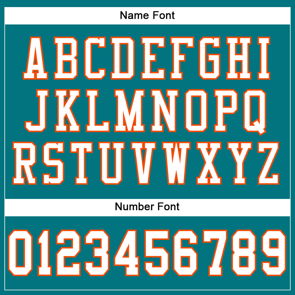 Custom Teal White-Orange Mesh Authentic Football Jersey view 4