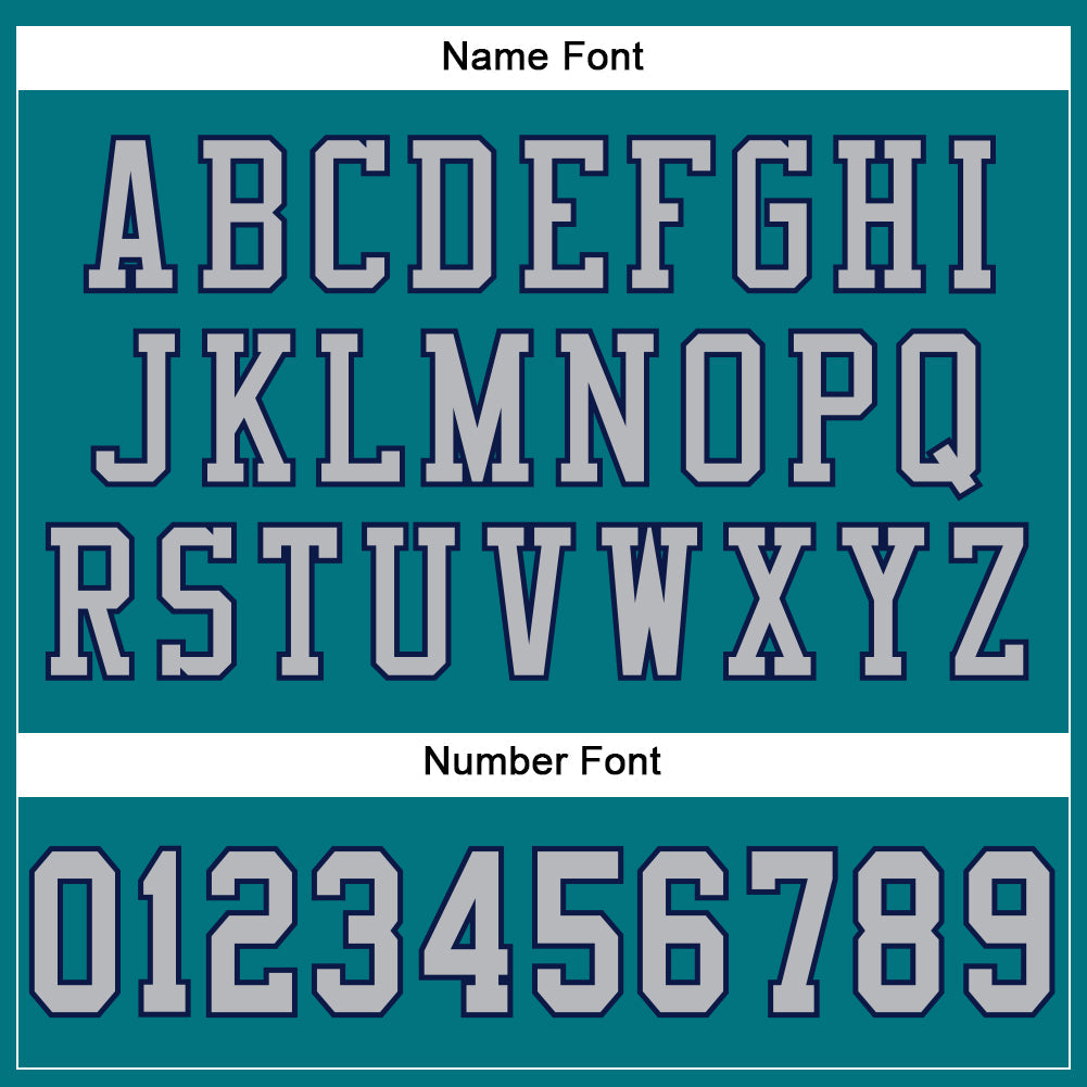 Custom Teal Gray-Navy Mesh Authentic Football Jersey view 4