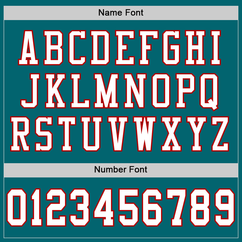 Custom Teal White-Red Mesh Authentic Football Jersey view 4