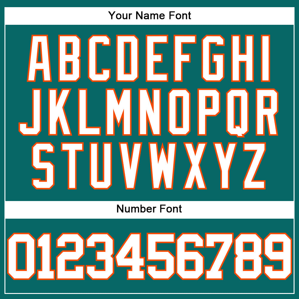 Custom Teal White-Orange Authentic Baseball Jersey view 5