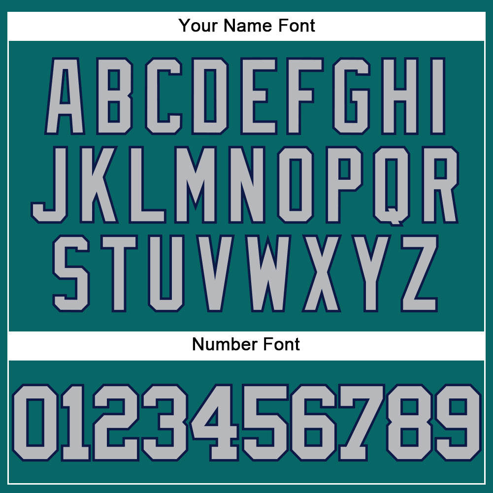 Custom Teal Gray-Navy Authentic Baseball Jersey view 5