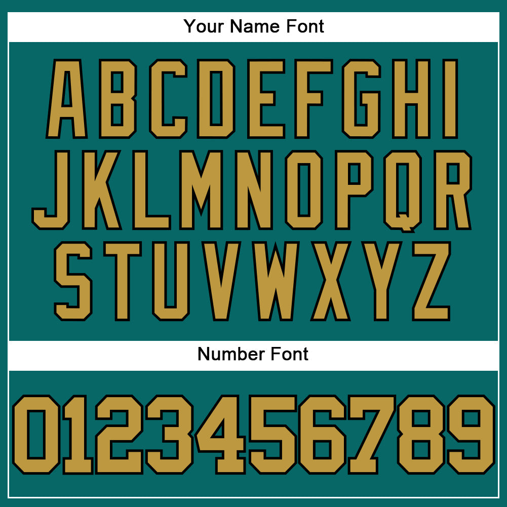 Custom Teal Old Gold-Black Authentic Baseball Jersey view 5