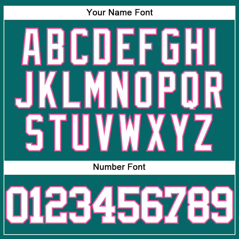 Custom Teal White-Pink Authentic Baseball Jersey view 5