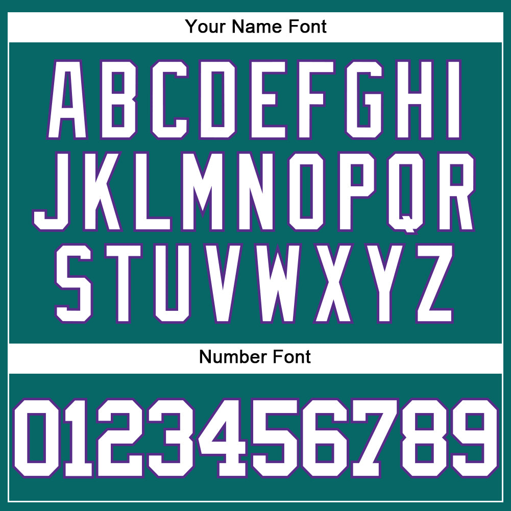 Custom Teal White-Purple Authentic Baseball Jersey view 5