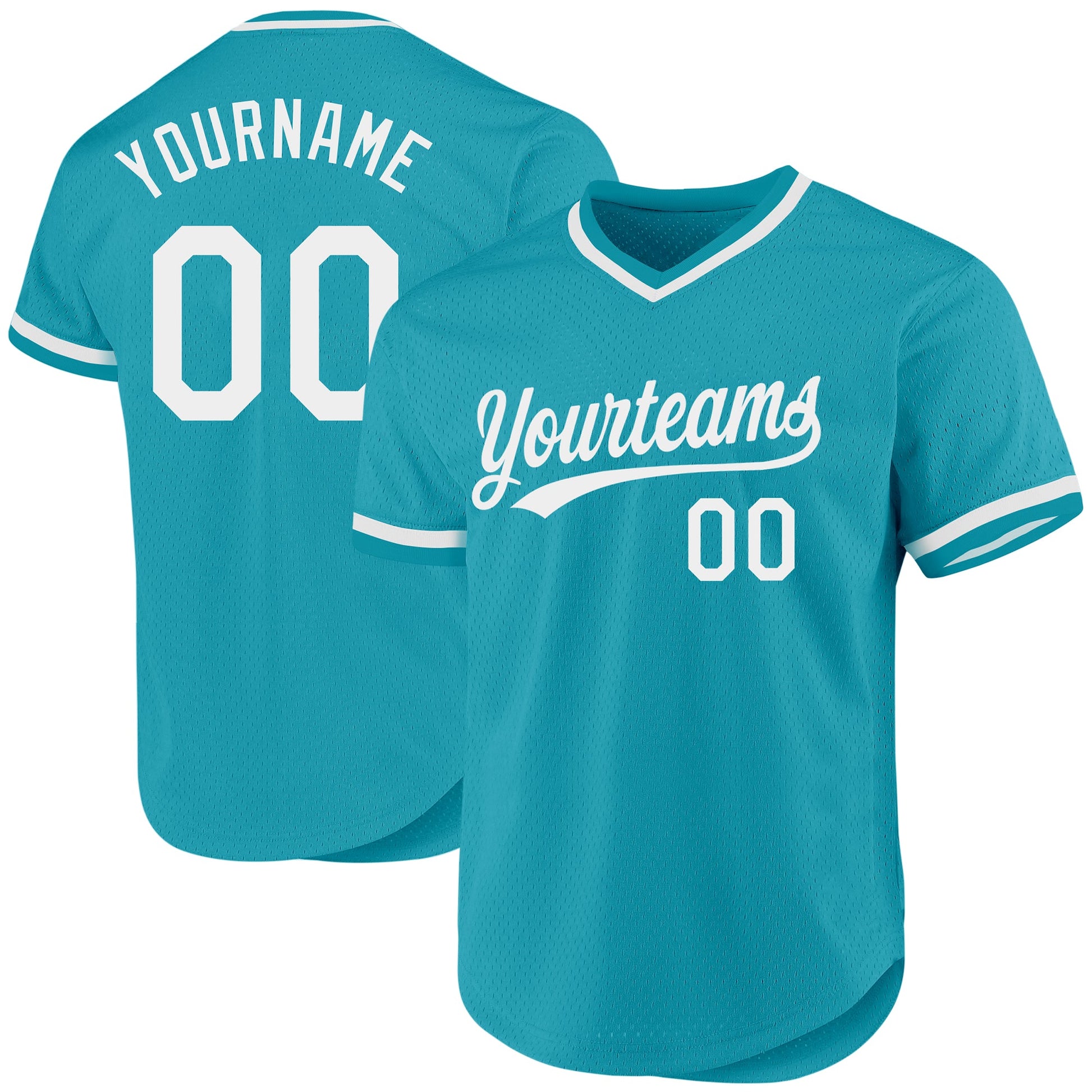 Custom Teal White Authentic Throwback Baseball Jersey - Main View
