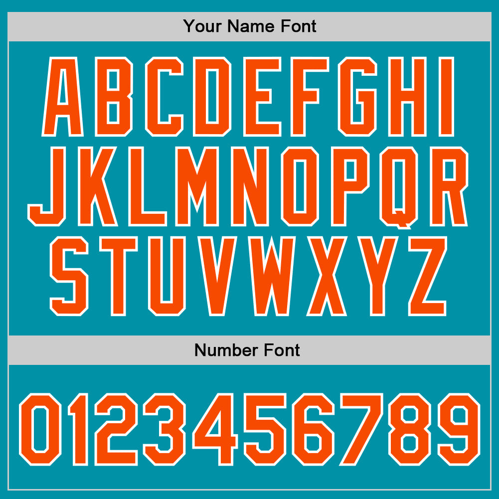 Custom Teal Orange-White Authentic Throwback Basketball Jersey view 4