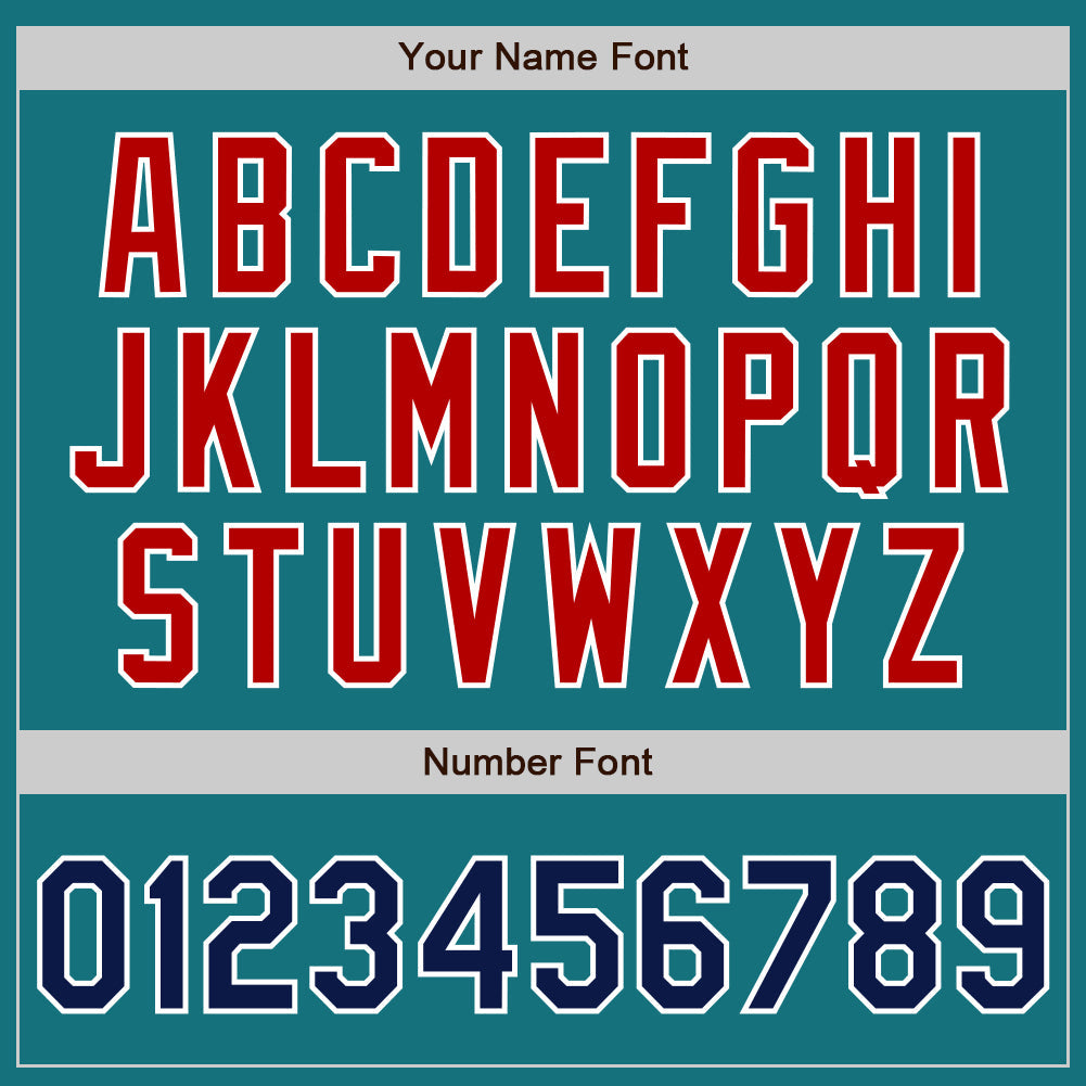 Custom Teal Navy-Red Authentic Baseball Jersey view 5