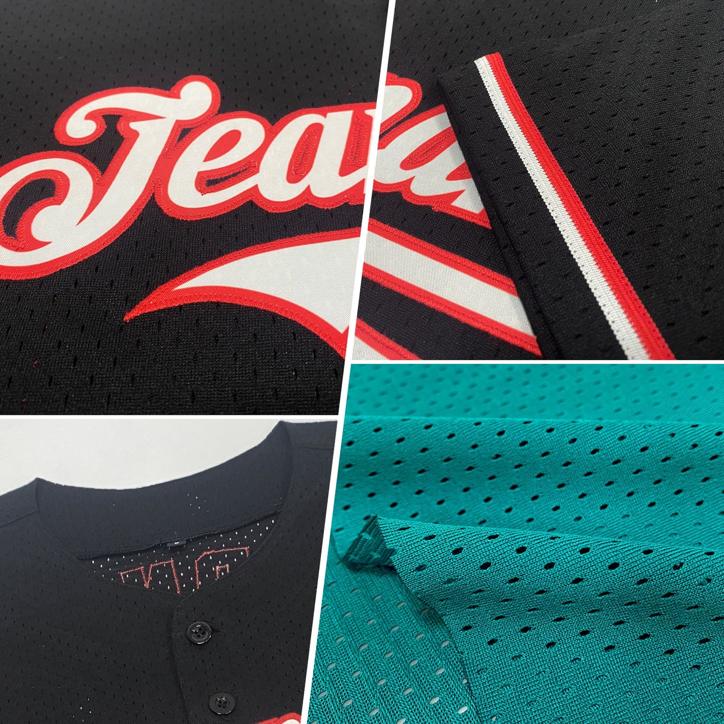 Custom Teal White-Orange Mesh Authentic Throwback Baseball Jersey view 2