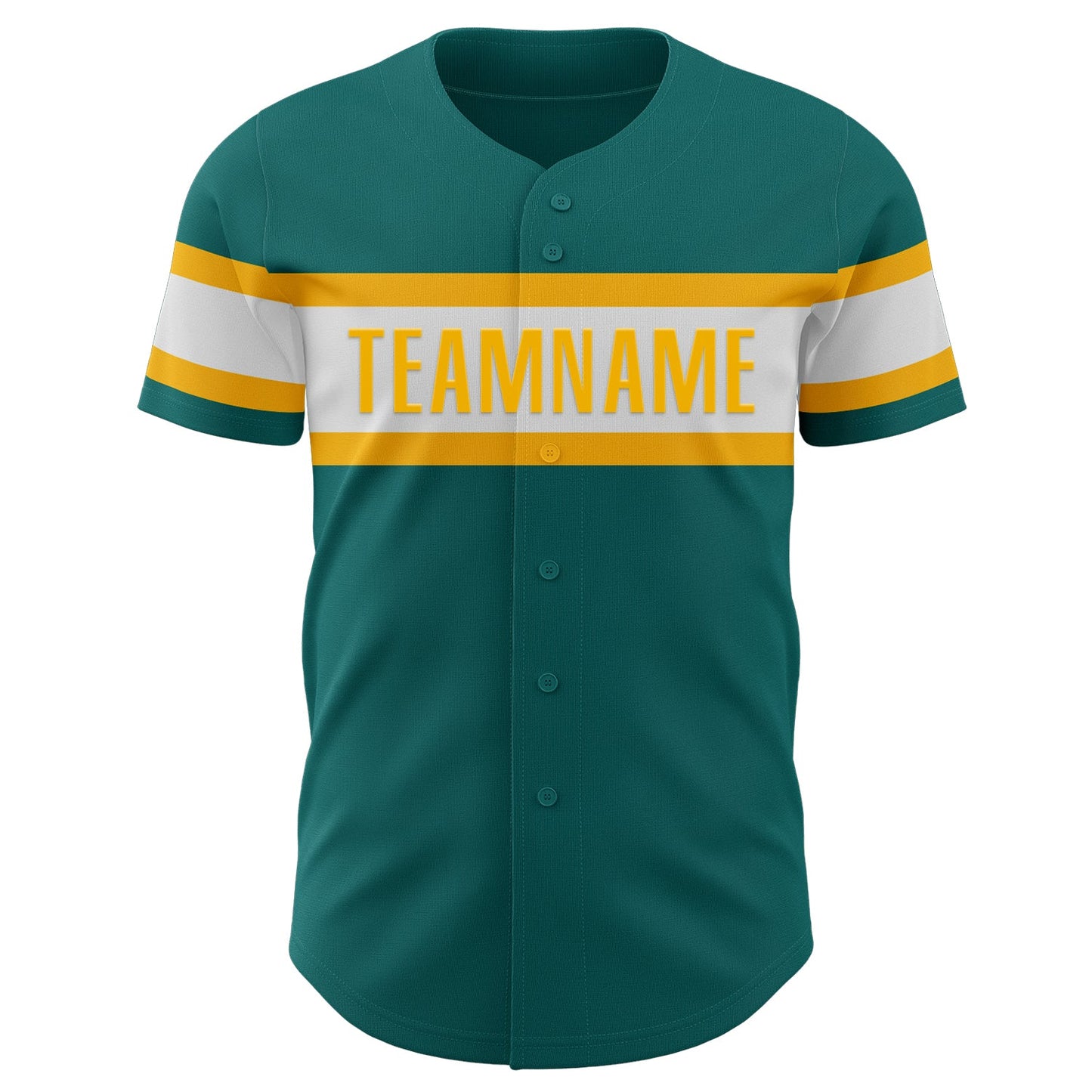 Custom Teal White-Gold Authentic Baseball Jersey view 2