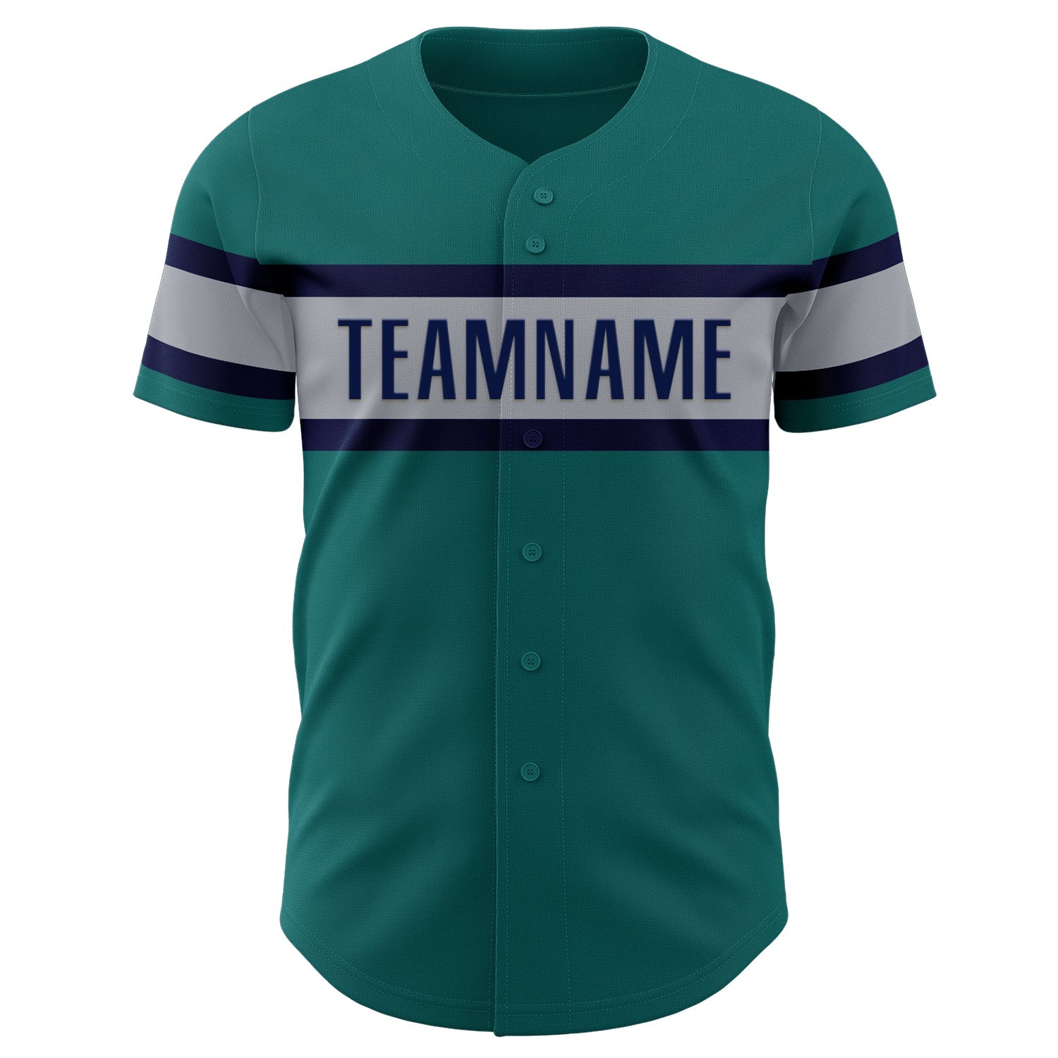 Custom Teal Gray-Navy Authentic Baseball Jersey view 2