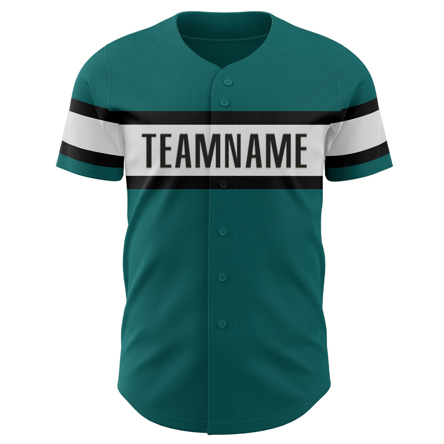 Custom Teal White-Black Authentic Baseball Jersey view 2