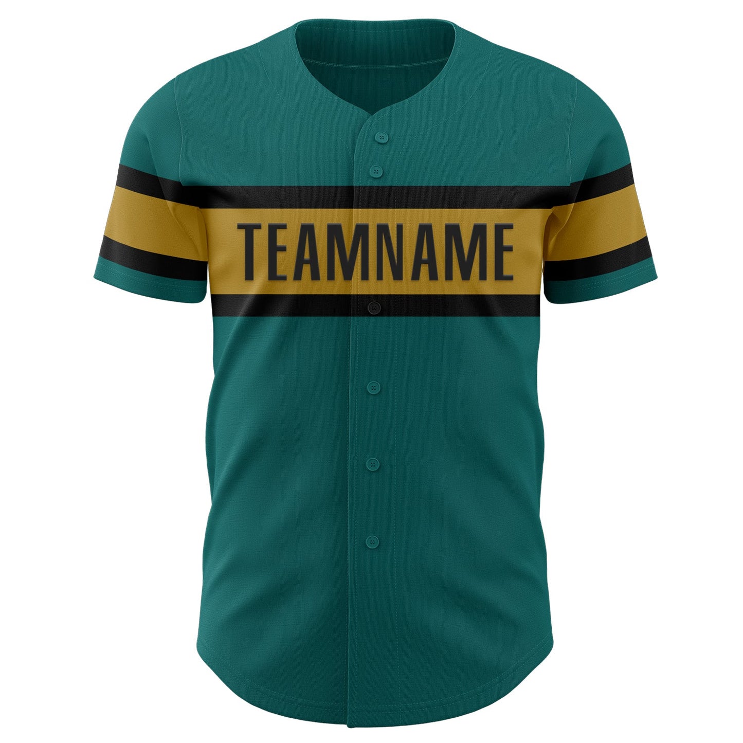 Custom Teal Old Gold-Black Authentic Baseball Jersey view 2
