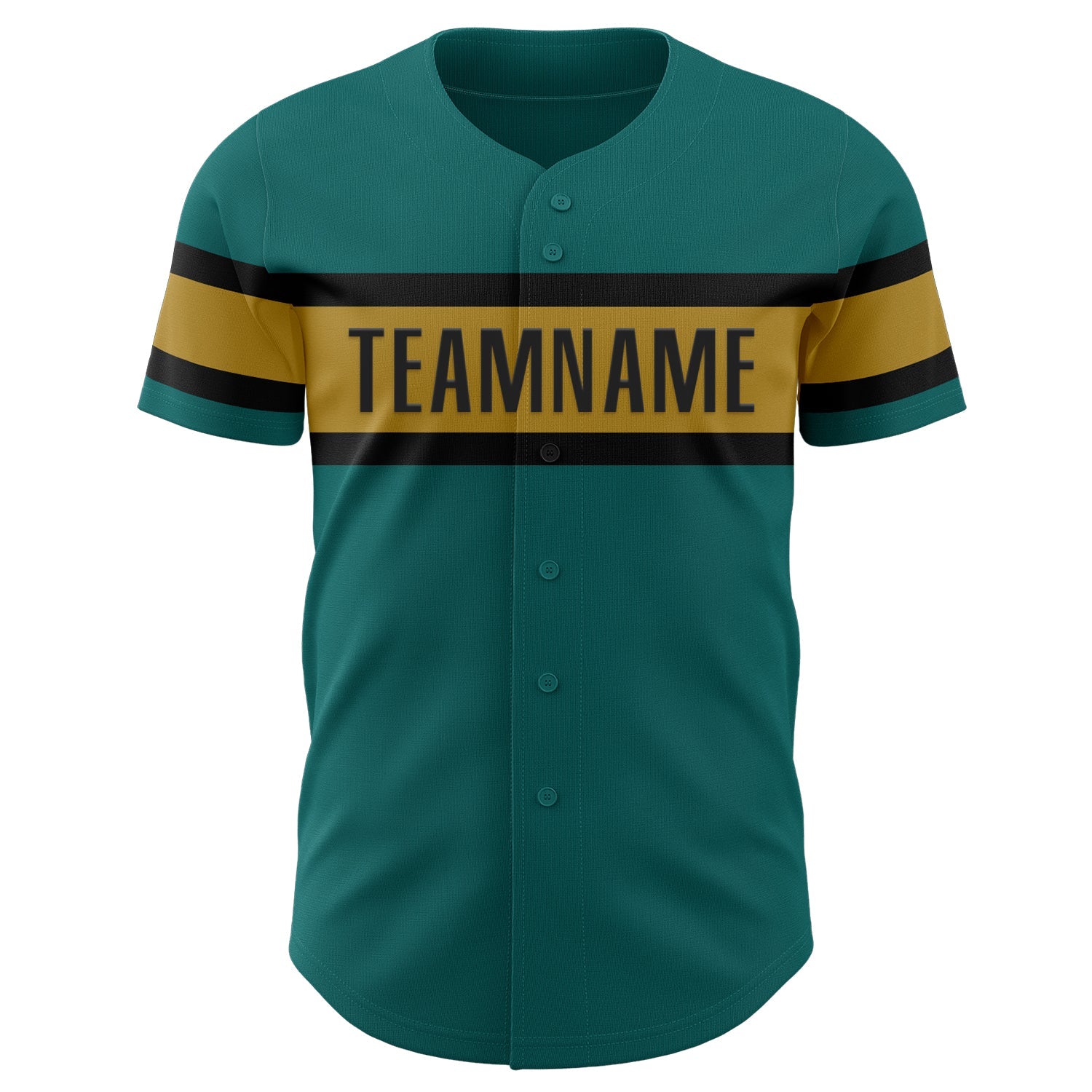 Custom Teal Old Gold-Black Authentic Baseball Jersey view 2