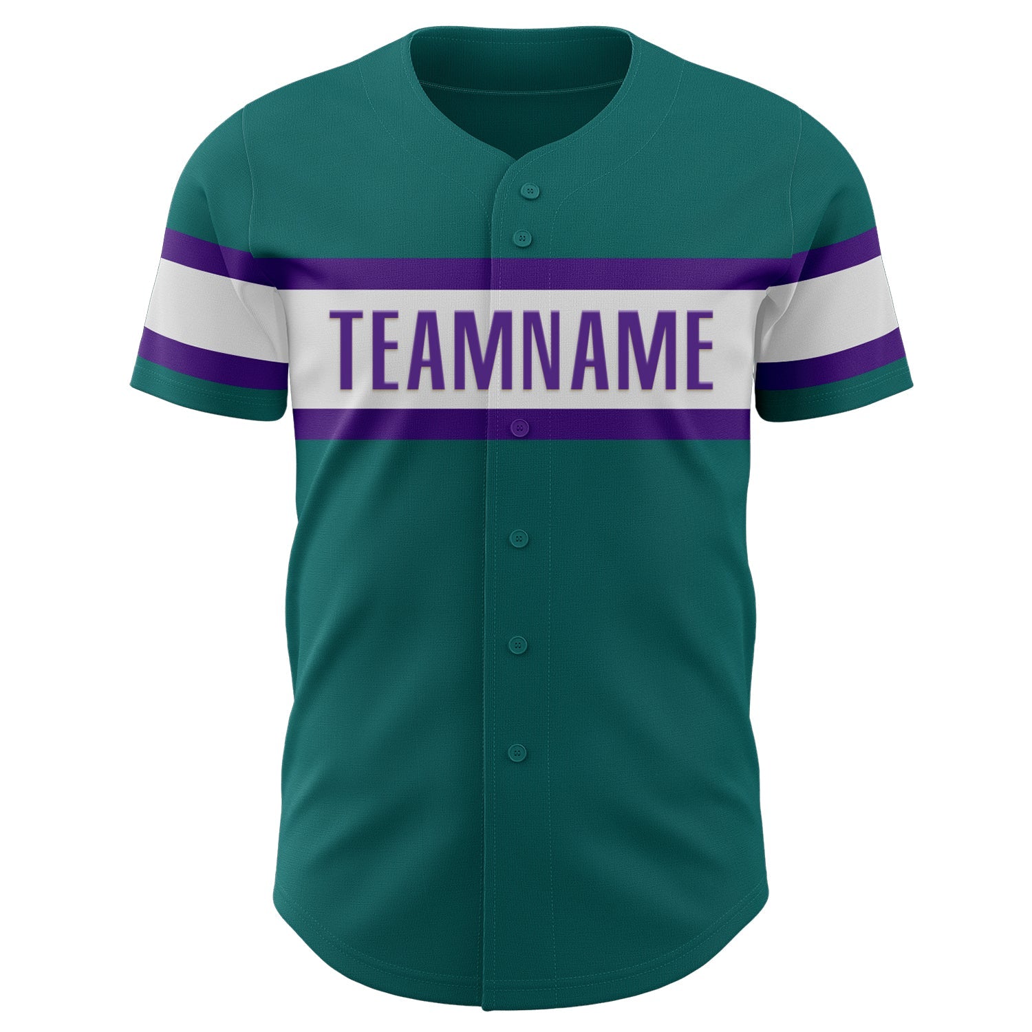 Custom Teal White-Purple Authentic Baseball Jersey view 2