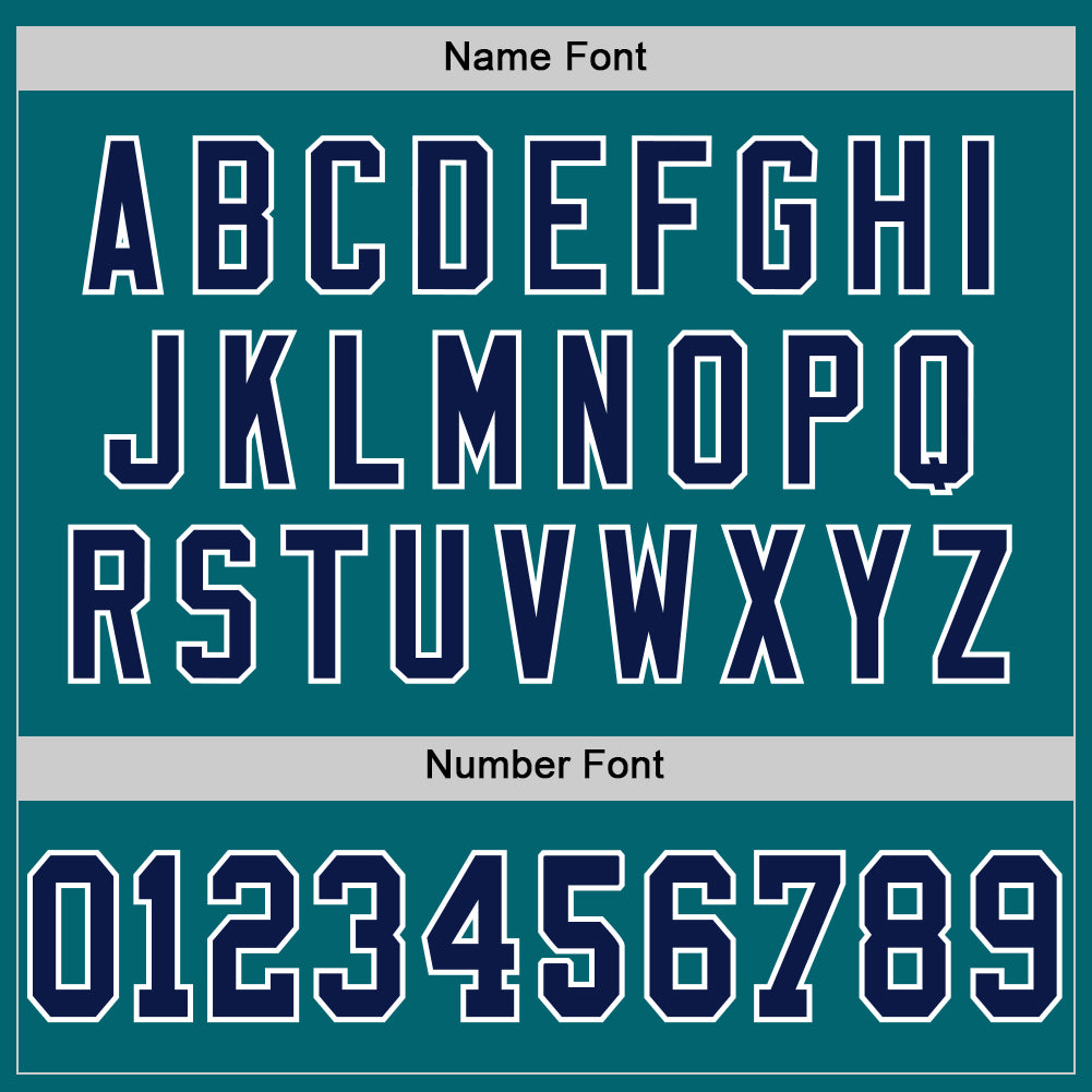 Custom Teal Navy-White Mesh Authentic Throwback Football Jersey view 4