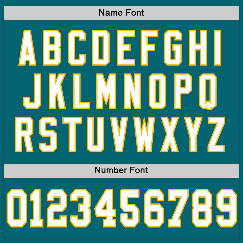 Custom Teal White-Gold Mesh Authentic Throwback Football Jersey view 4