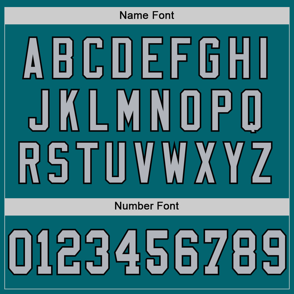 Custom Teal Gray-Black Mesh Authentic Throwback Football Jersey view 4