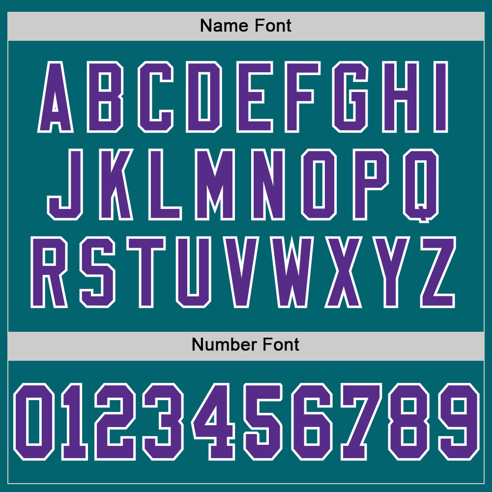 Custom Teal Purple-White Mesh Authentic Throwback Football Jersey view 4