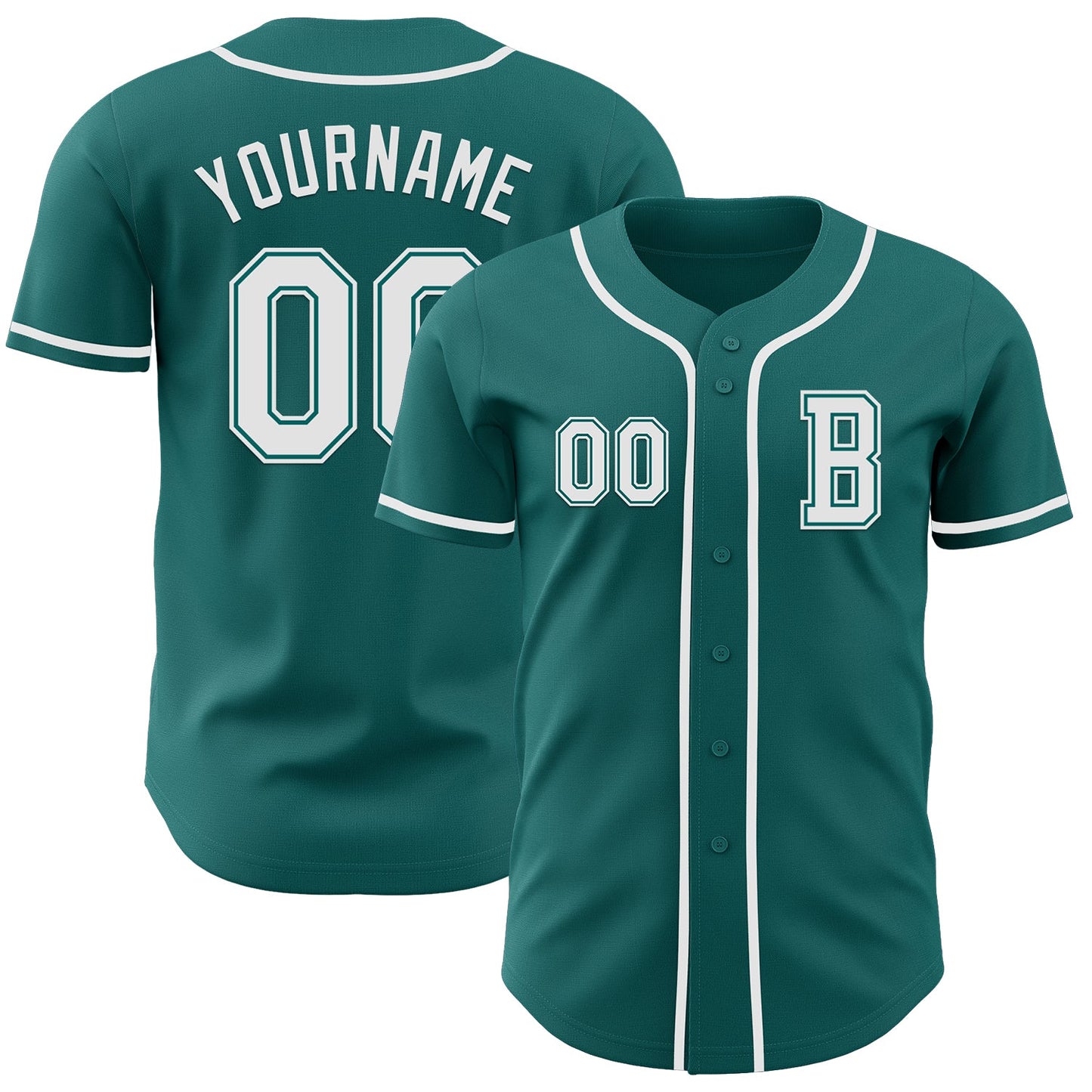 Custom Teal White Authentic Baseball Jersey - Main View
