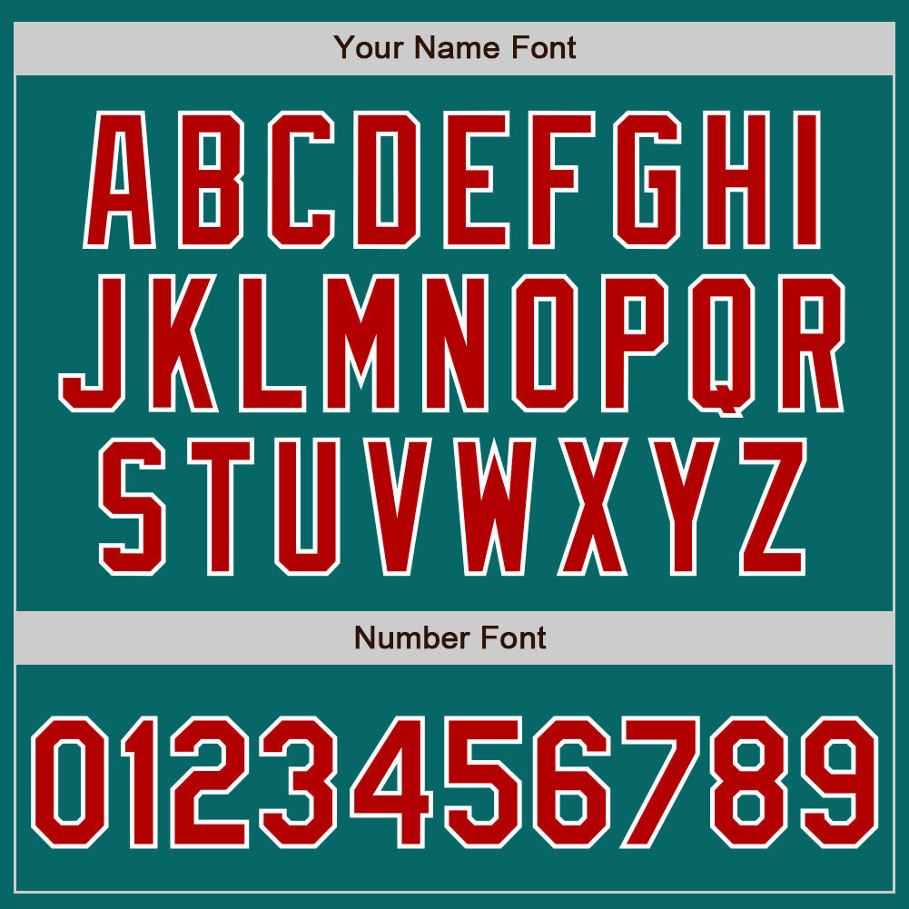 Custom Teal Red-White Authentic Baseball Jersey view 8