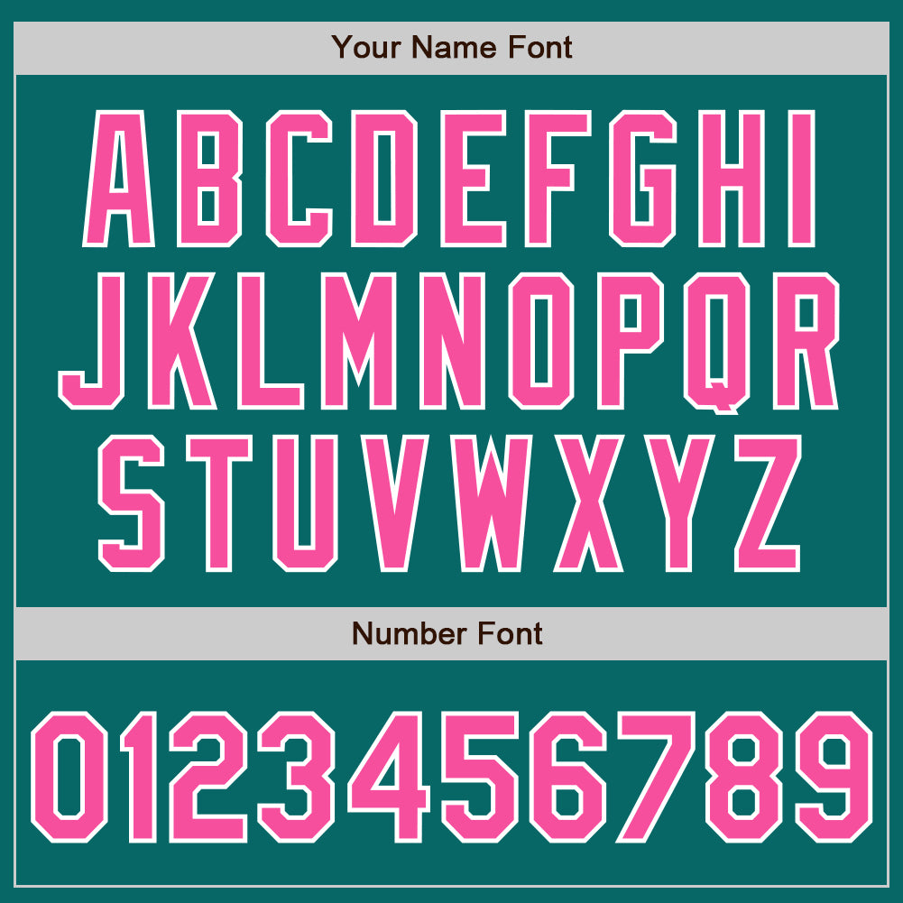 Custom Teal Pink-White Authentic Baseball Jersey view 8