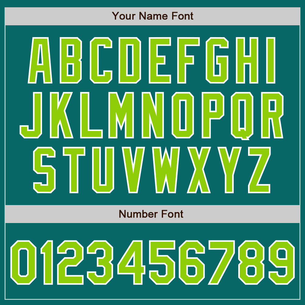 Custom Teal Neon Green-White Authentic Baseball Jersey view 8