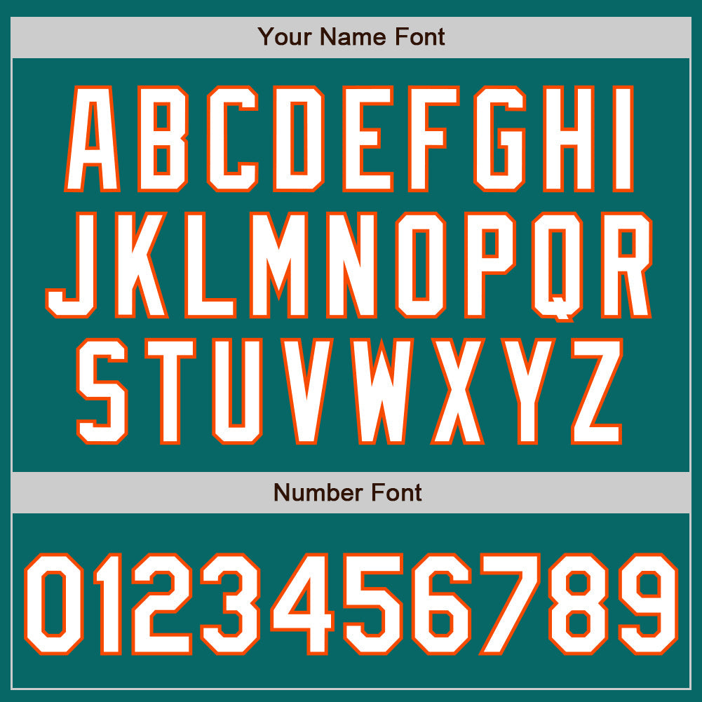 Custom Teal White-Orange Authentic Baseball Jersey view 8