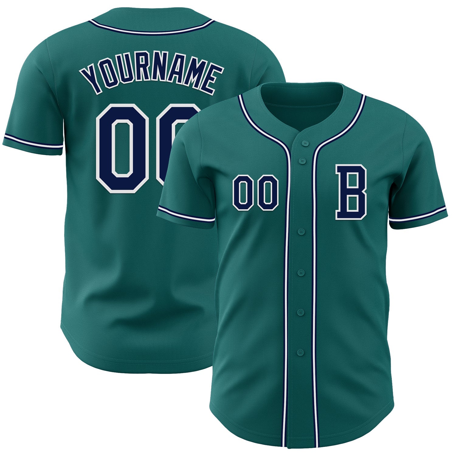Custom Teal Navy-White Authentic Baseball Jersey - Main View