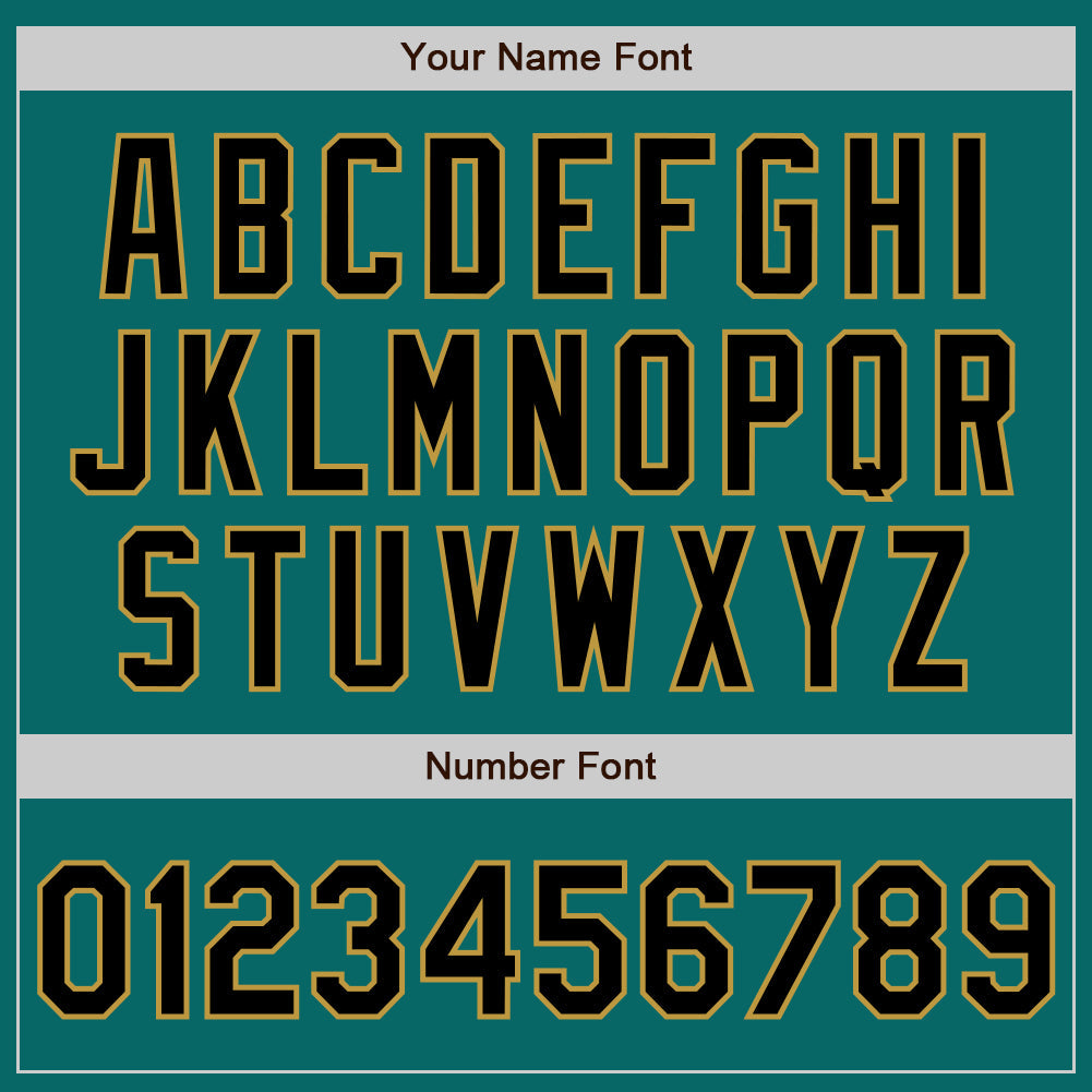 Custom Teal Black-Old Gold Authentic Baseball Jersey view 4