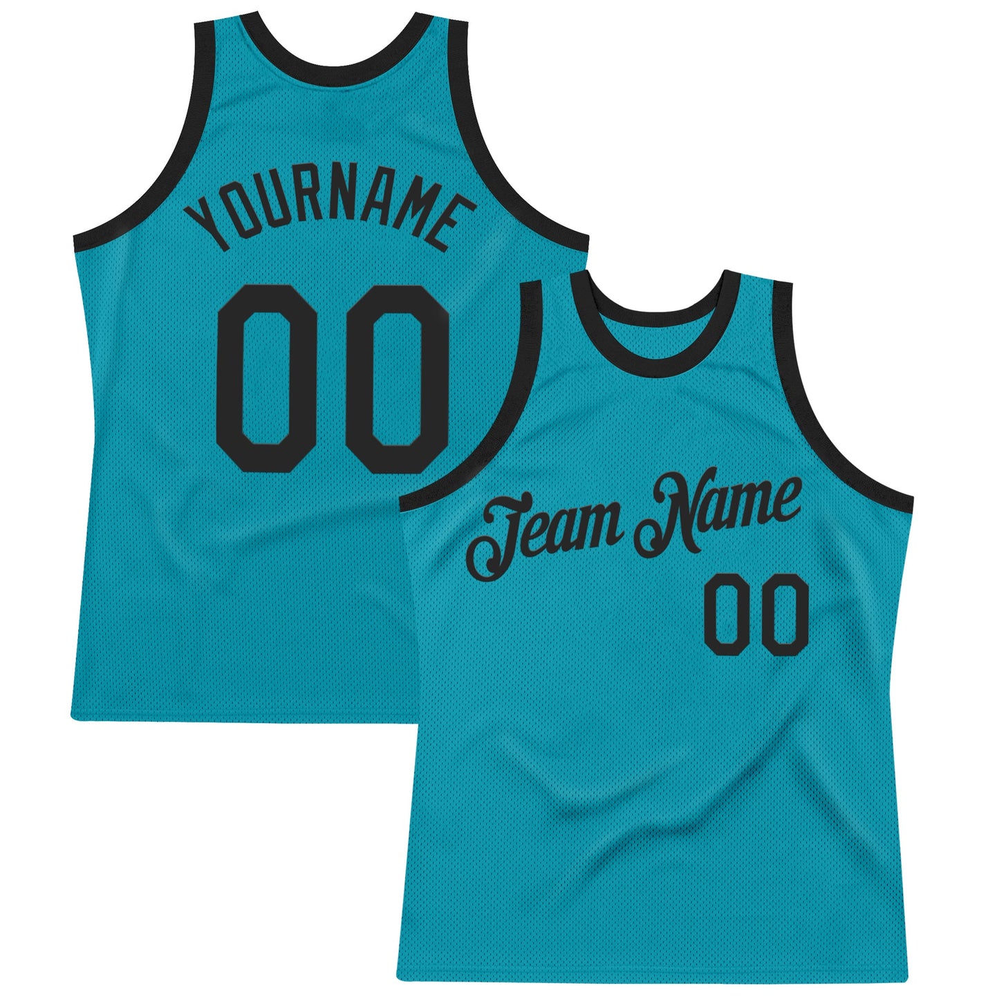 Custom Teal Black Authentic Throwback Basketball Jersey - Main View