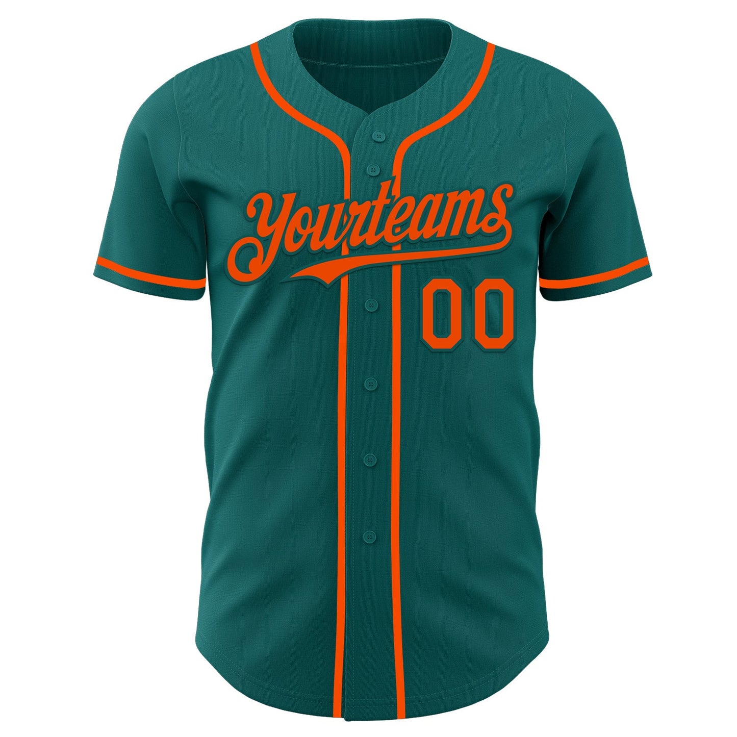 Custom Teal Orange Authentic Baseball Jersey view 2