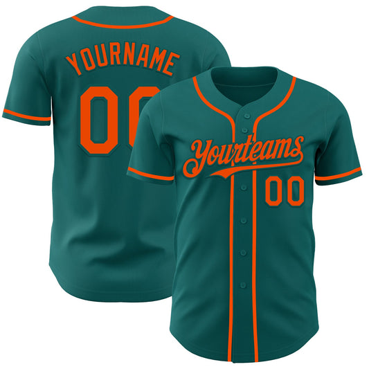 Custom Teal Orange Authentic Baseball Jersey - Main View