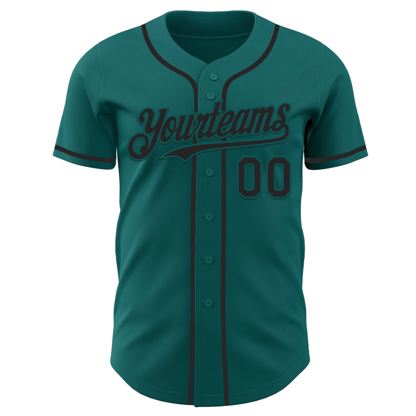 Custom Teal Black Authentic Baseball Jersey view 2
