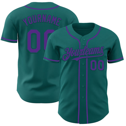 Custom Teal Purple Authentic Baseball Jersey - Main View