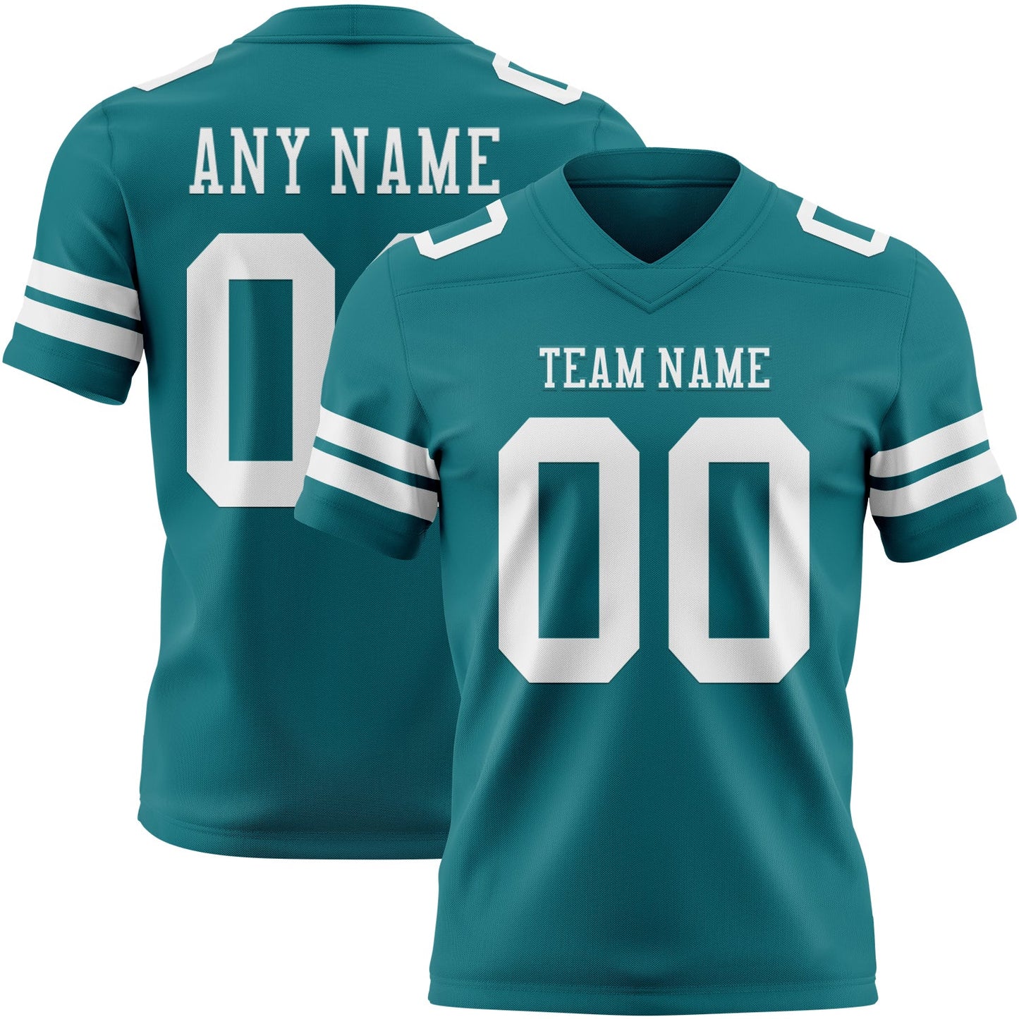 Custom Teal White Authentic Football Jersey - Main View