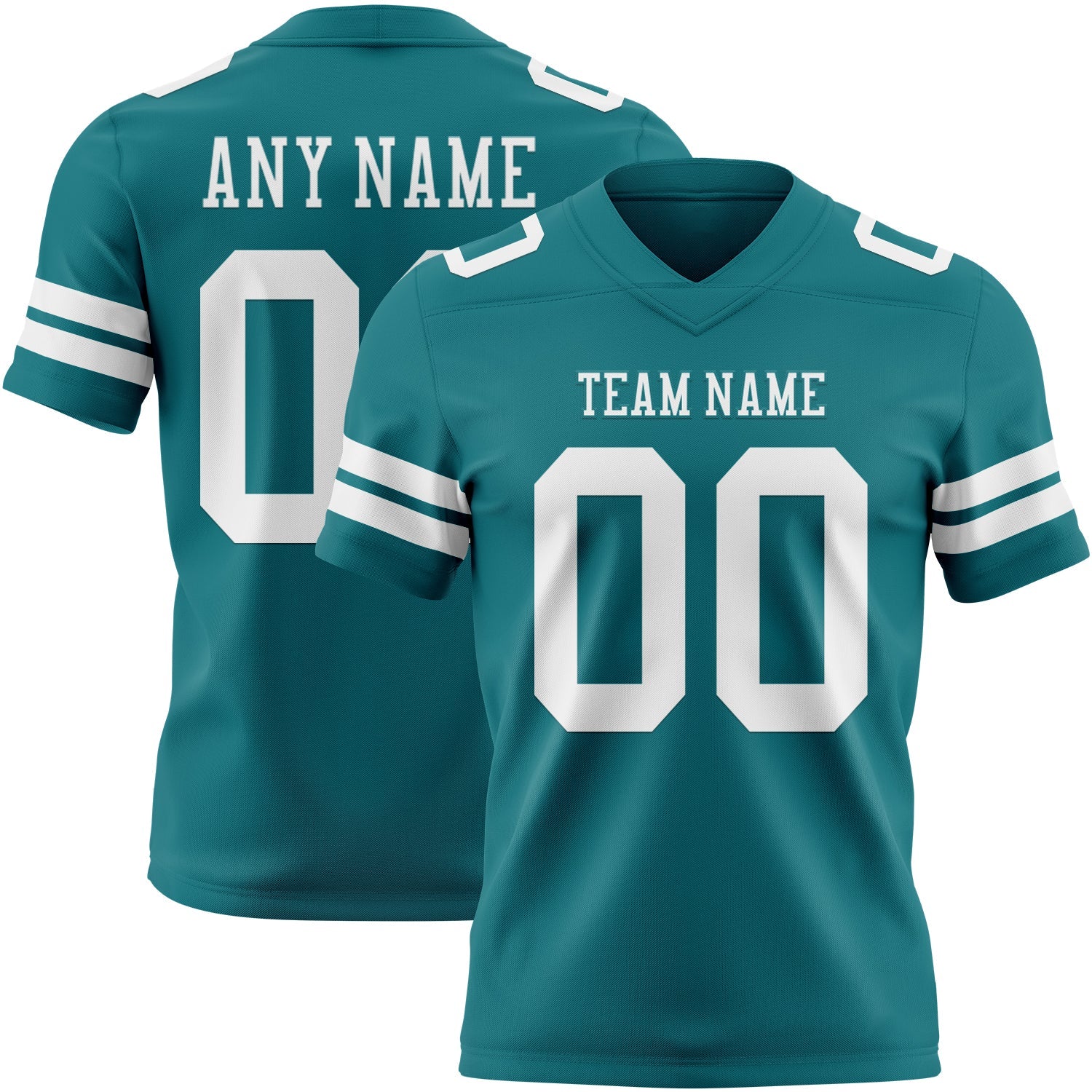 Custom Teal White Authentic Football Jersey - Main View