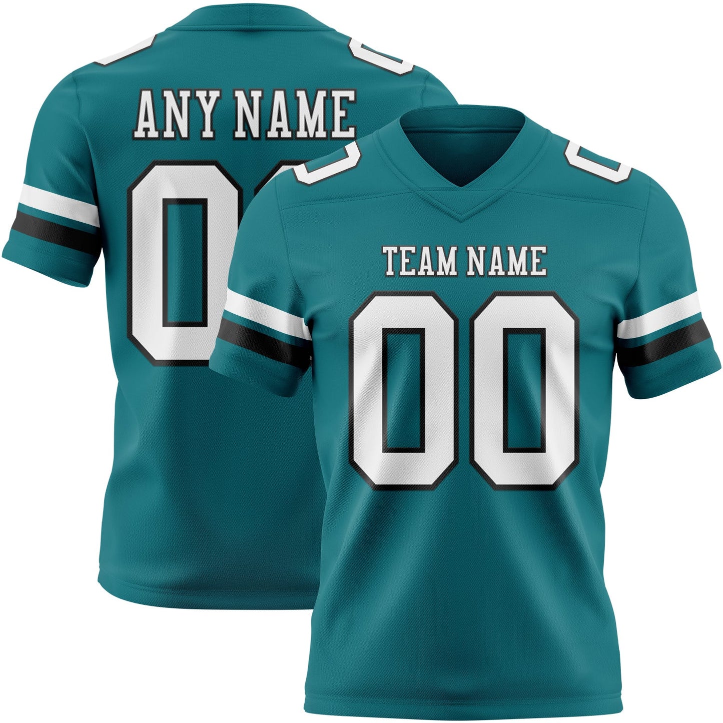 Custom Teal White-Black Authentic Football Jersey - Main View